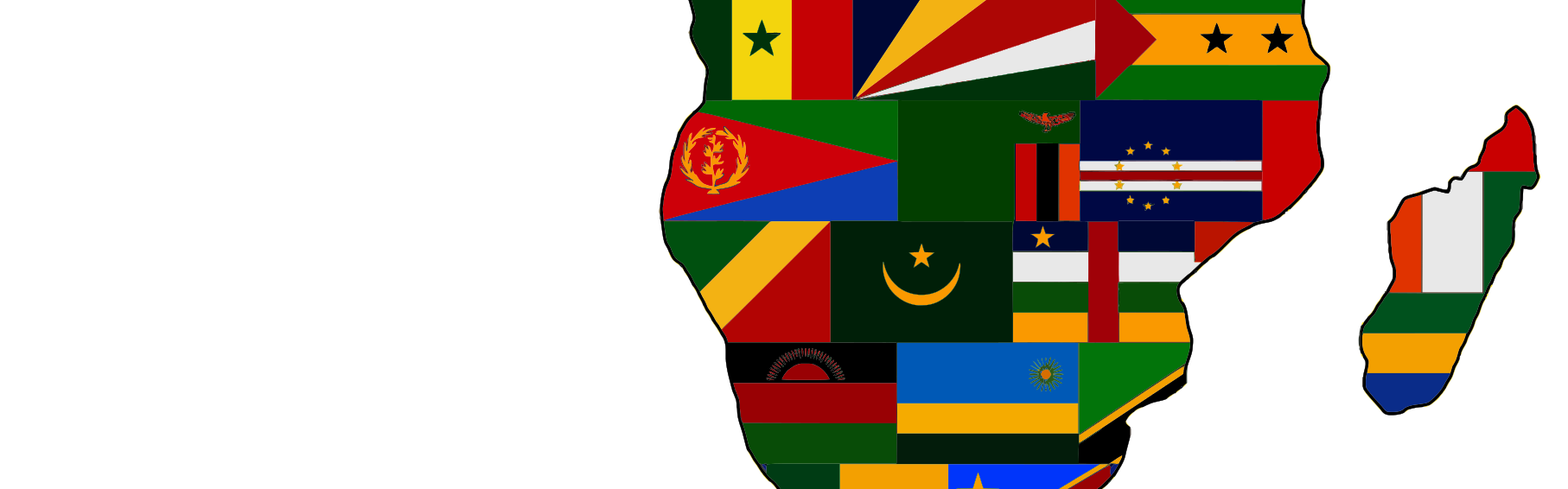 Das Bild zeigt den afrikanischen Kontinent mit den Flaggen aller afrikanischen Länder