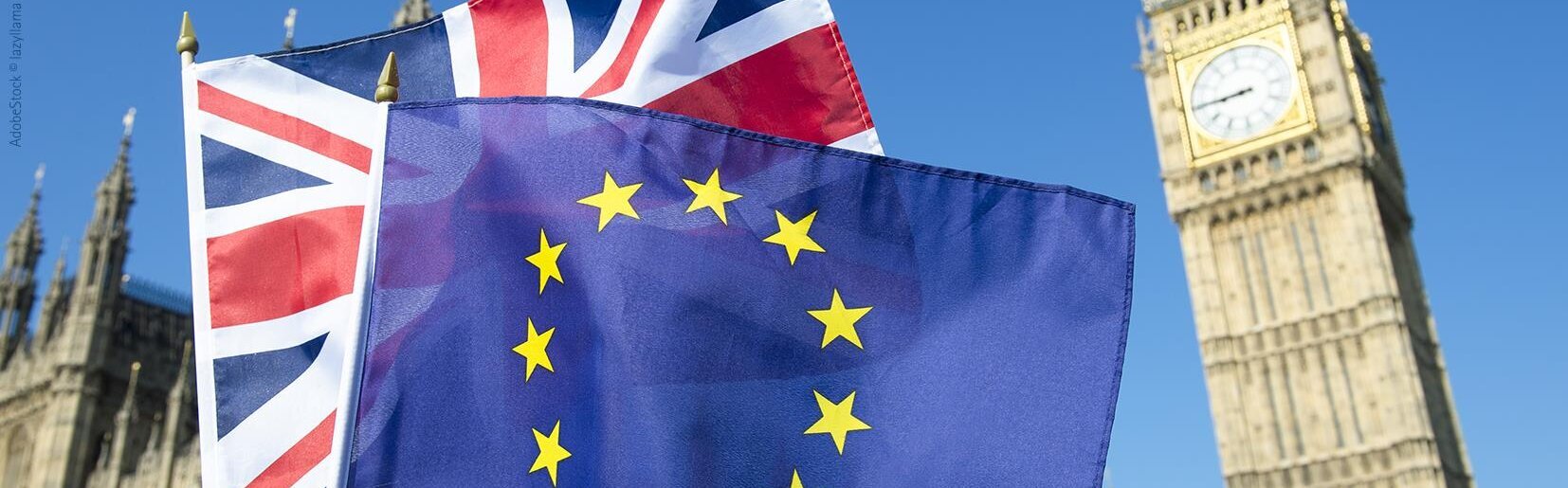 Das Bild zeiht die EU und die englische Flagge