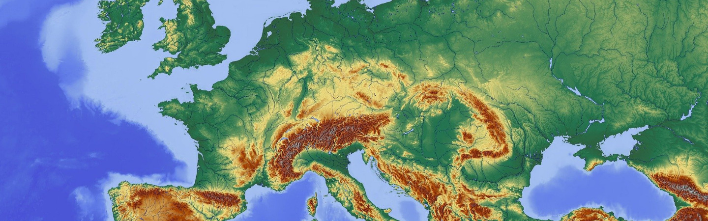 Das Bild zeigt einen Ausschnitt einer Landkarte von Europa.